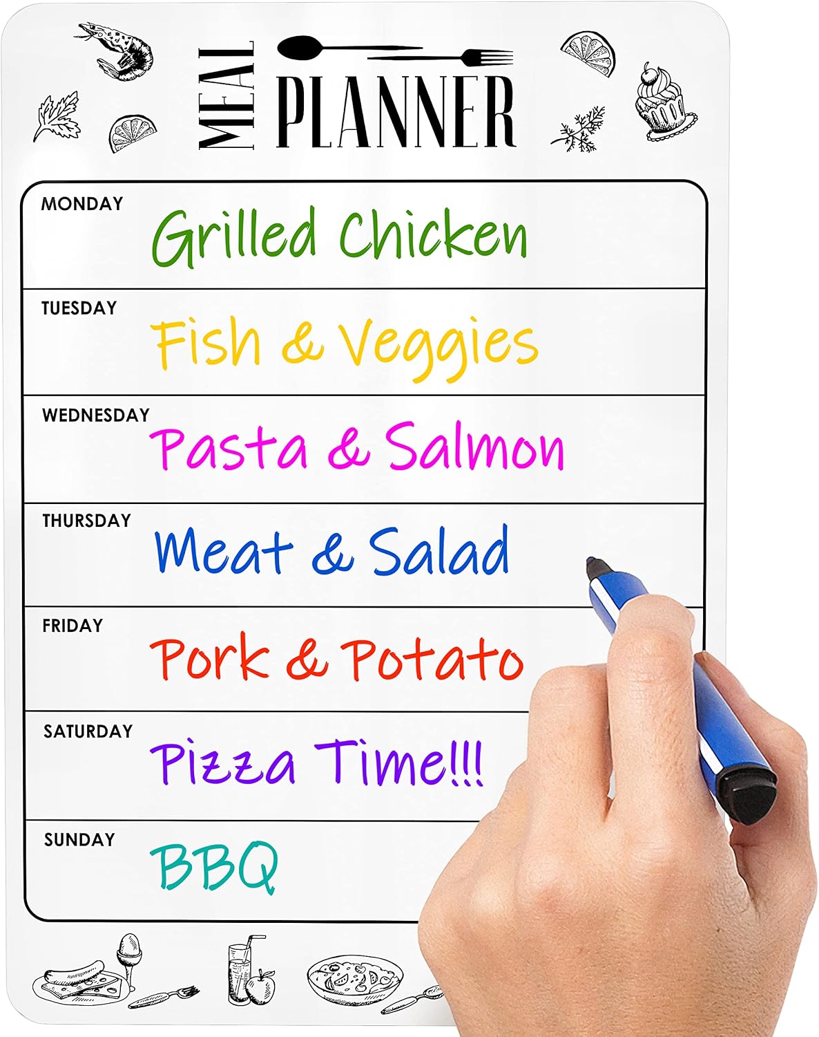 Dry Erase Magnetic Meal Planner for Refrigerator A4 (8.5×12 inch) – Magnet Weekly Menu Board for Fridge – Magnetic Menu White Board – Fridge Meal Planner Magnet – Dinner Meal Planner Dry Erase Board