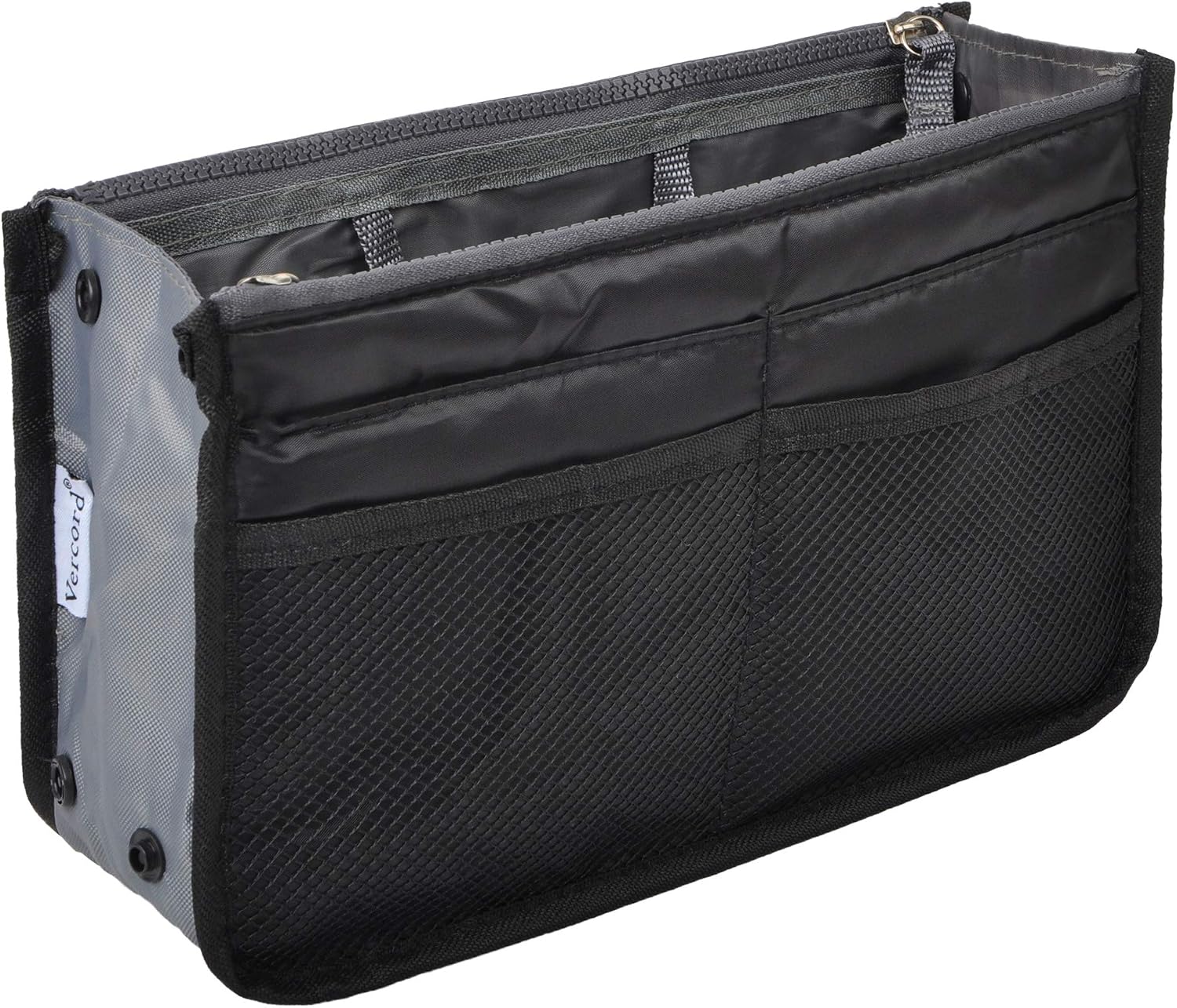 Vercord Purse Organizer Insert for Handbags Bag Organizers Inside Tote Pocketbook Women Nurse Nylon 13 Pockets Black Small