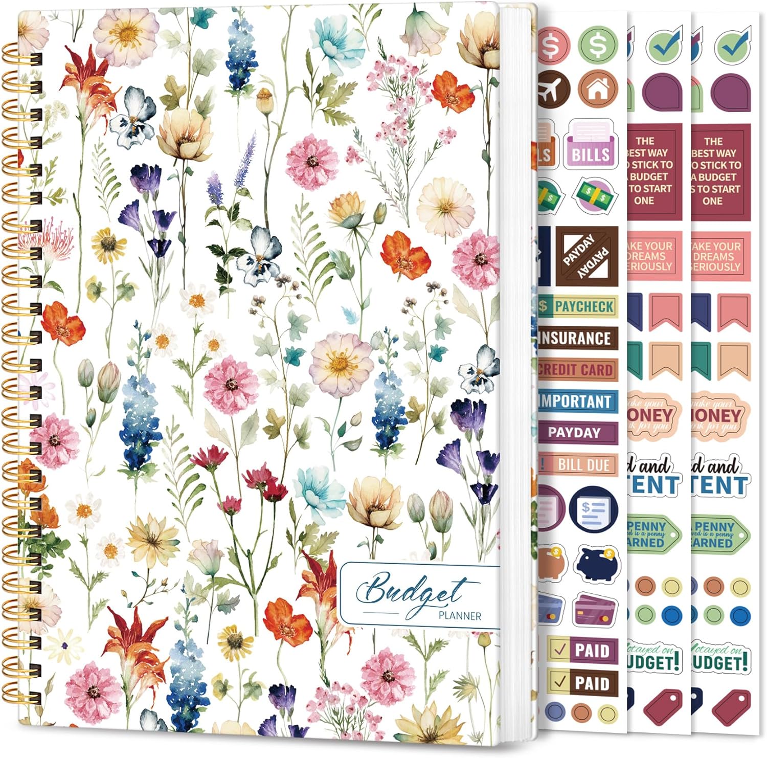 Aesthetic Budget Planner & Monthly Bill Organizer, Undated Budget Book | Wildflowers Monthly Finance Planner with Expense Tracker, Budget Notebook & Account Book to Manage Your Finances
