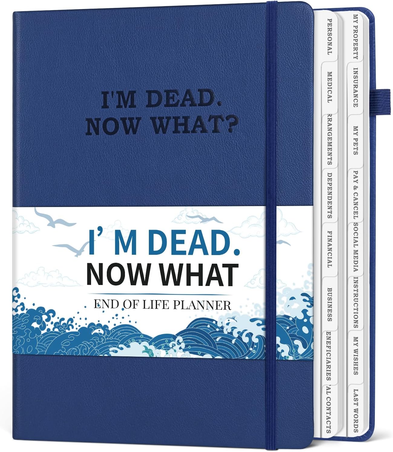 I’m Dead Now What Planner, End of Life Planner In Case Binder 7.5″x10.4″ | Estate Planning Organizer with Large Print for Seniors, Gold Corners & 16 Tabs for Final Wishes & Last Wishes, Blue