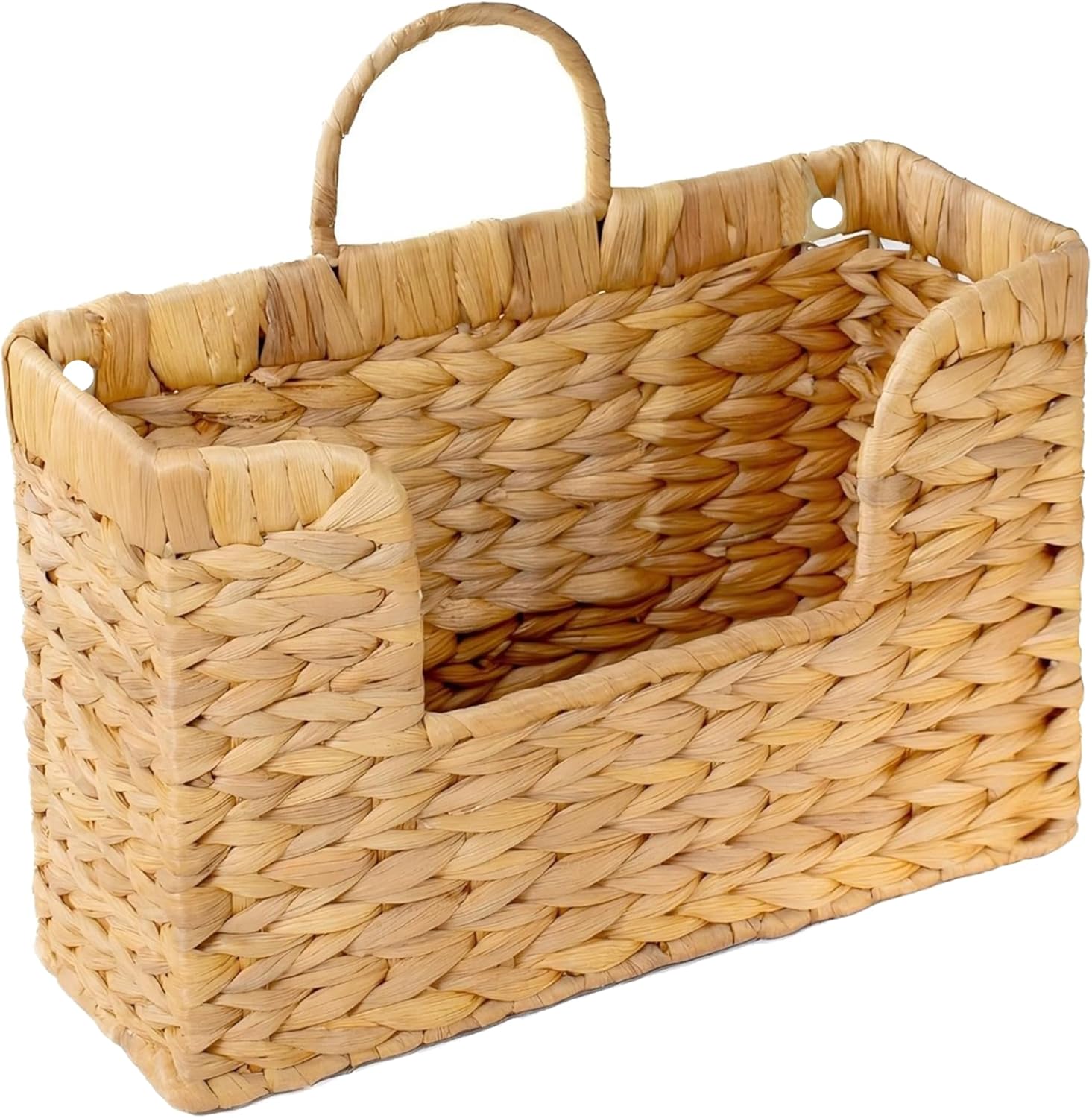Magazine Holder Wall Basket Water Hyacinth Woven Mail Organizer, Wicker Wall Hanging Baskets for Magazines, Letters & Storage Decorative Mail Holder, Magazine Rack, Hanging Basket 11.8×4.3×7.9 Inch