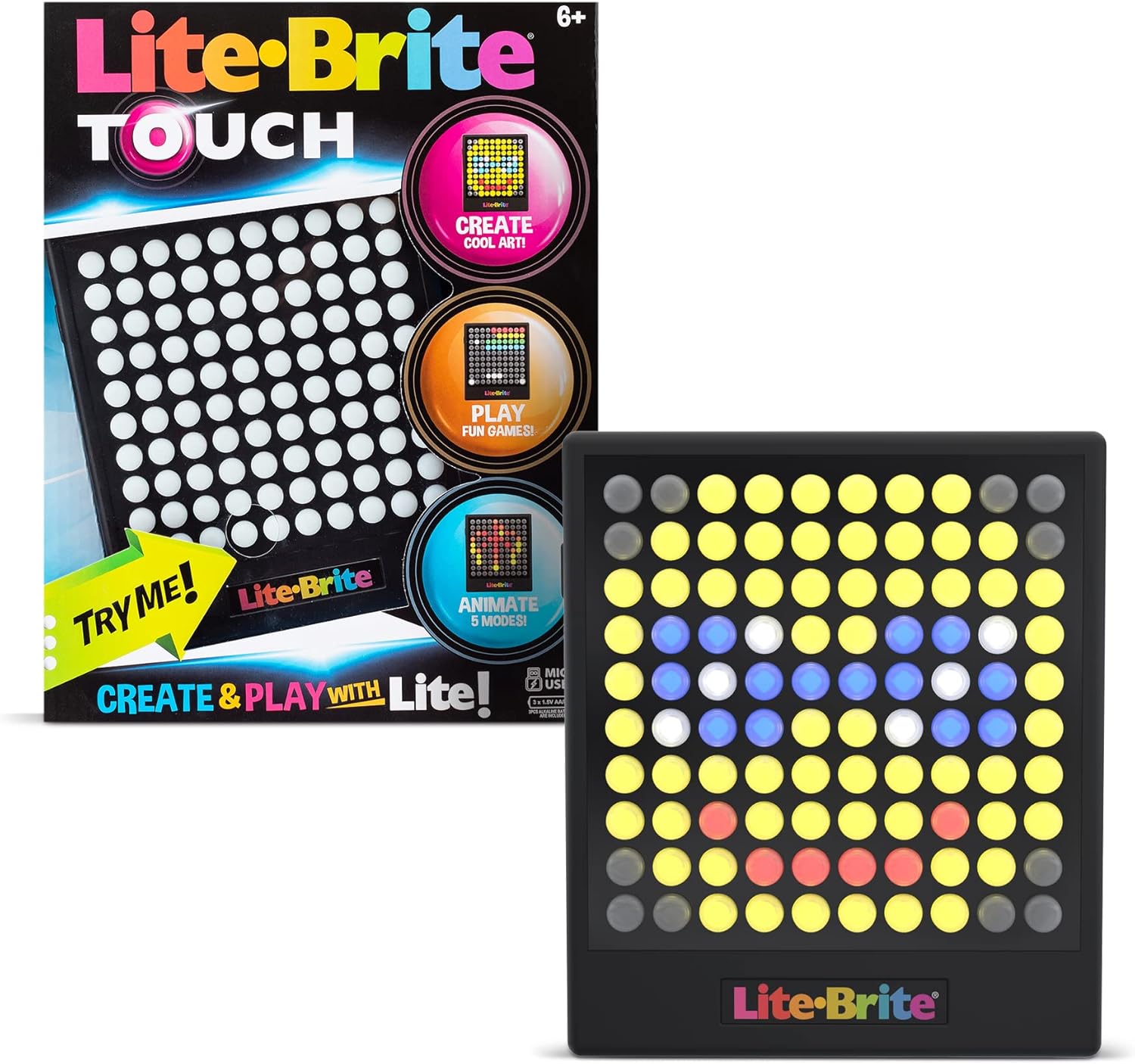 Lite-Brite Touch – Create, Play and Animate – Light Up Portable Stem Sensory Learning Toy, Creative Art Stem Toy for Girls, Boys, Unisex, Toddler, Holiday, Birthday, Gift, Ages 6+