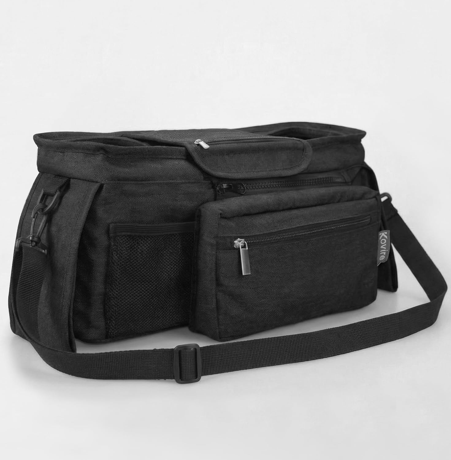 Universal Stroller Organizer Bag with Insulated Cup Holder & Non-Slip Strap | Stroller Caddy with Detachable Phone Bag, Baby Stroller Accessories Fits Uppababy, Nuna, Doona, New Mom Gifts, Black