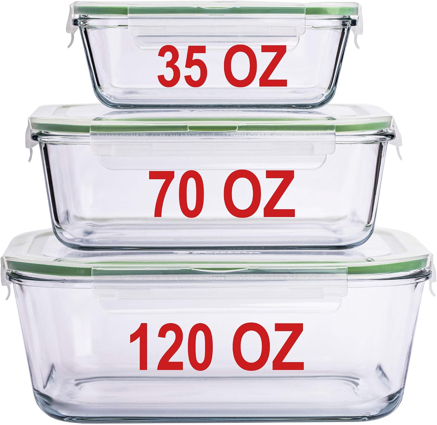 AGTRADE X-LARGE Glass Food Storage Containers with Lids Baking Dish Set Glass Storage Containers with Locking Lid Set 3-120 oz/70 oz/35 oz – Large Meal Prep Storing Serving Food Leakproof Ovensafe
