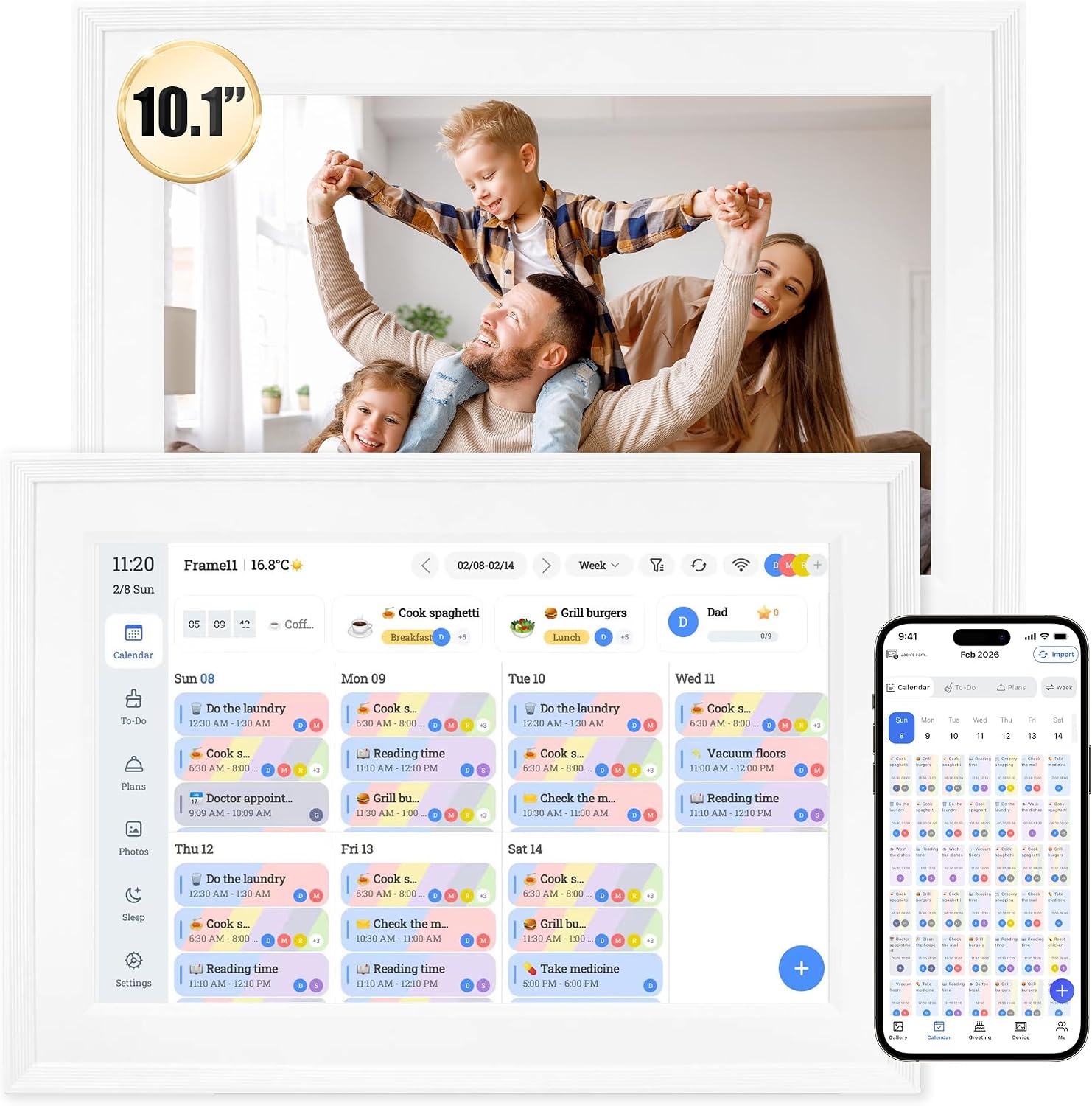 10.1 Inch Smart Digital Calendar – HD Touch Screen Family Display | Wall-mountable family organizer with chore chart, to-do lists & app sync for home/office. Thoughtful Mother’s gift for her.
