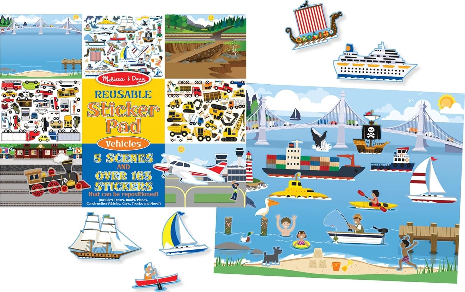 Melissa & Doug Reusable Sticker Pad: Vehicles – 165+ Reusable Stickers – FSC Certified