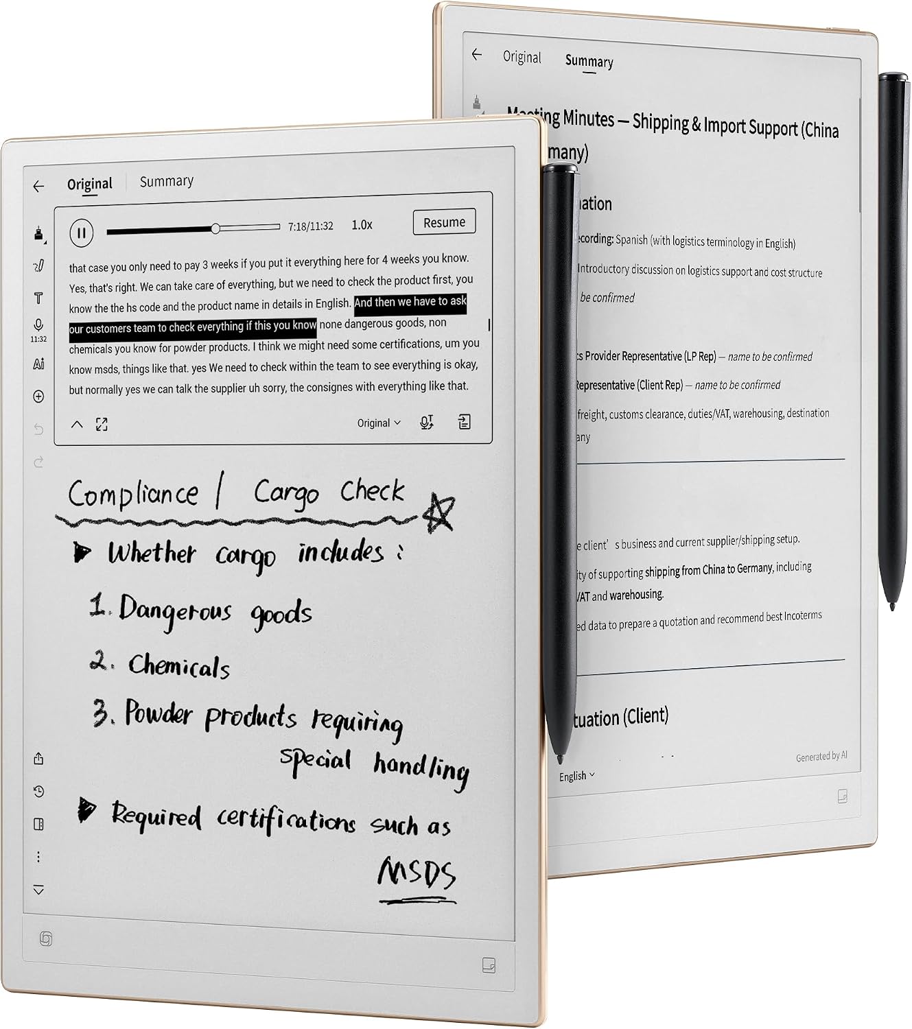 iflytek AINOTE 2, 10.65″ E-Ink Tablet, AI Note Taking Tablet for Meeting, Ultra-Thin 4.2mm Digital Notebook with Voice-to-Text, 18-Language Transcription, Handwritten-to-Text, Ideal for Work&Study