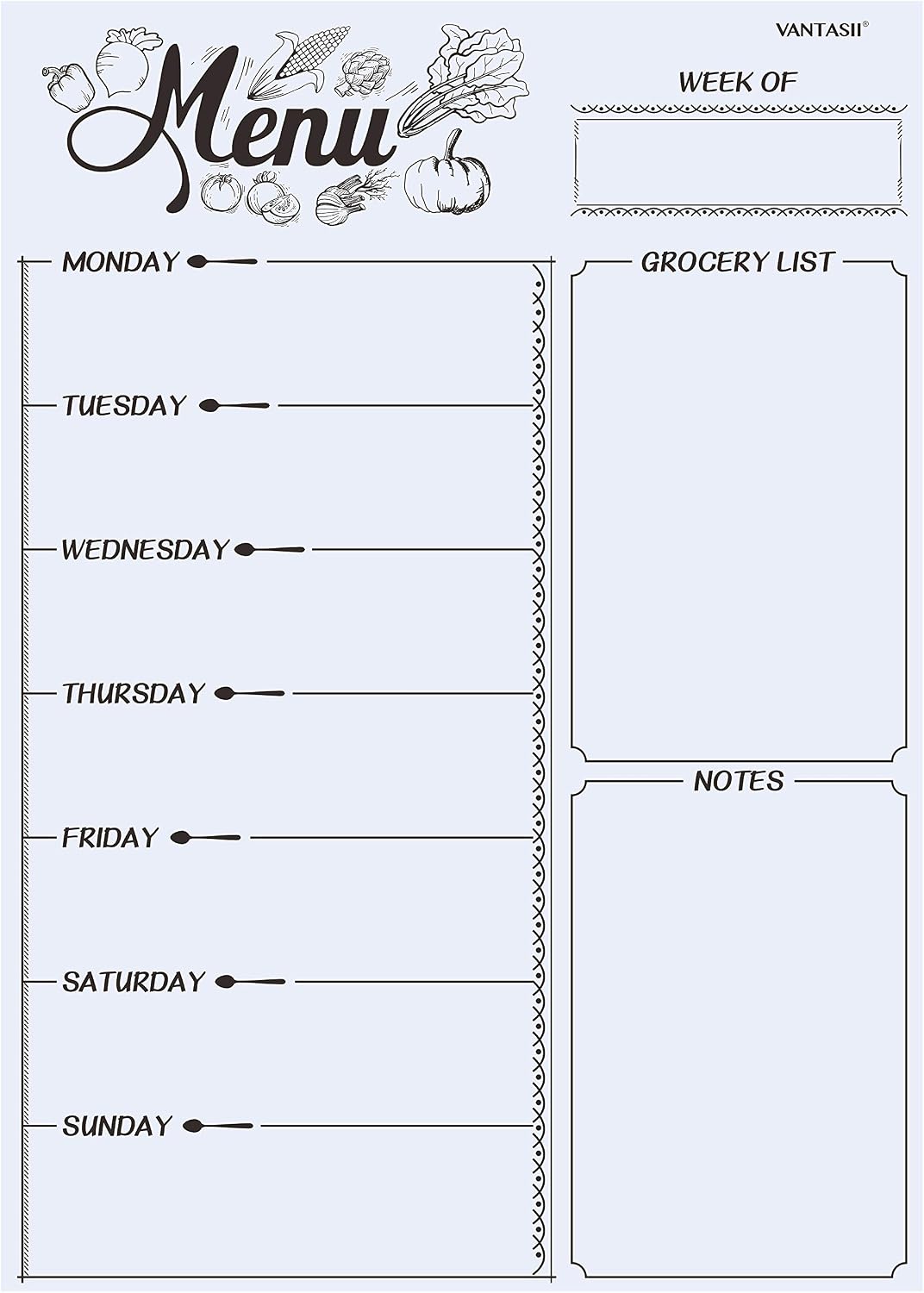 Magnetic Refrigerator Whiteboard,Weekly Menu, Meal Planner, Grocery Shopping List, Dry Erase Board, for Kitchen Fridge with 8 Color Magnetic Markers (16inchx12inch)