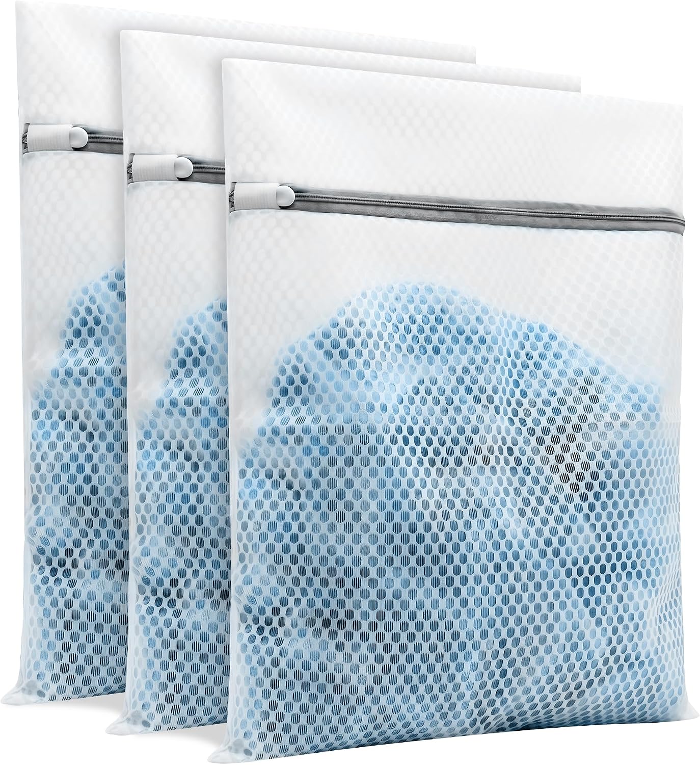 3Pcs Laundry Bags Mesh Wash Bags，12 x 16 inches | Upgraded Honeycomb & Fine Mesh, Extra Durable with Sturdy Zippers