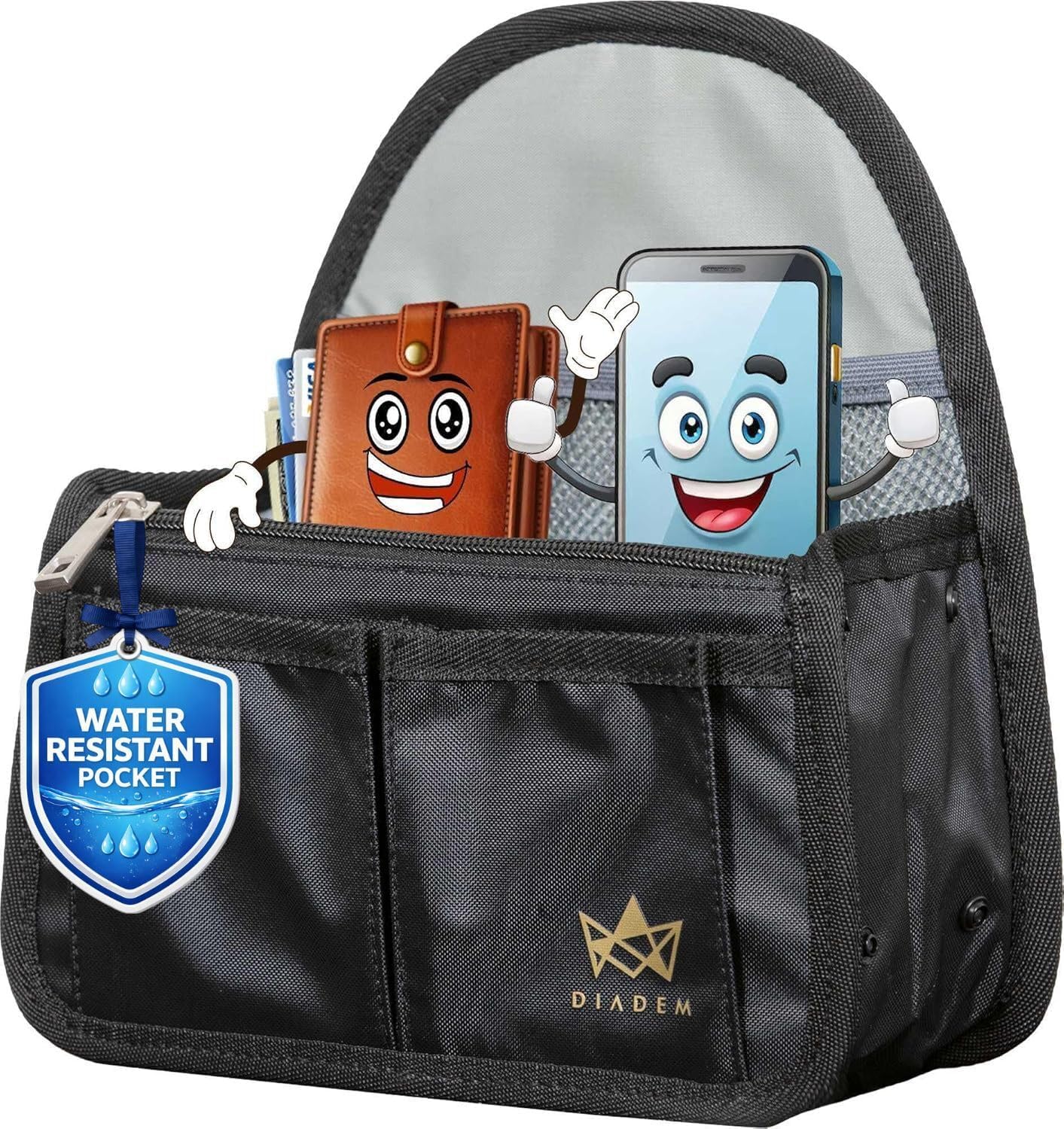 Diadem Mini Backpack Organizer Insert – Perfect Fit for Your Mini Backpacks | 10 pockets bag organizer for backpack storage that also fits shoulder bags, travel bags, handbags, and purses.
