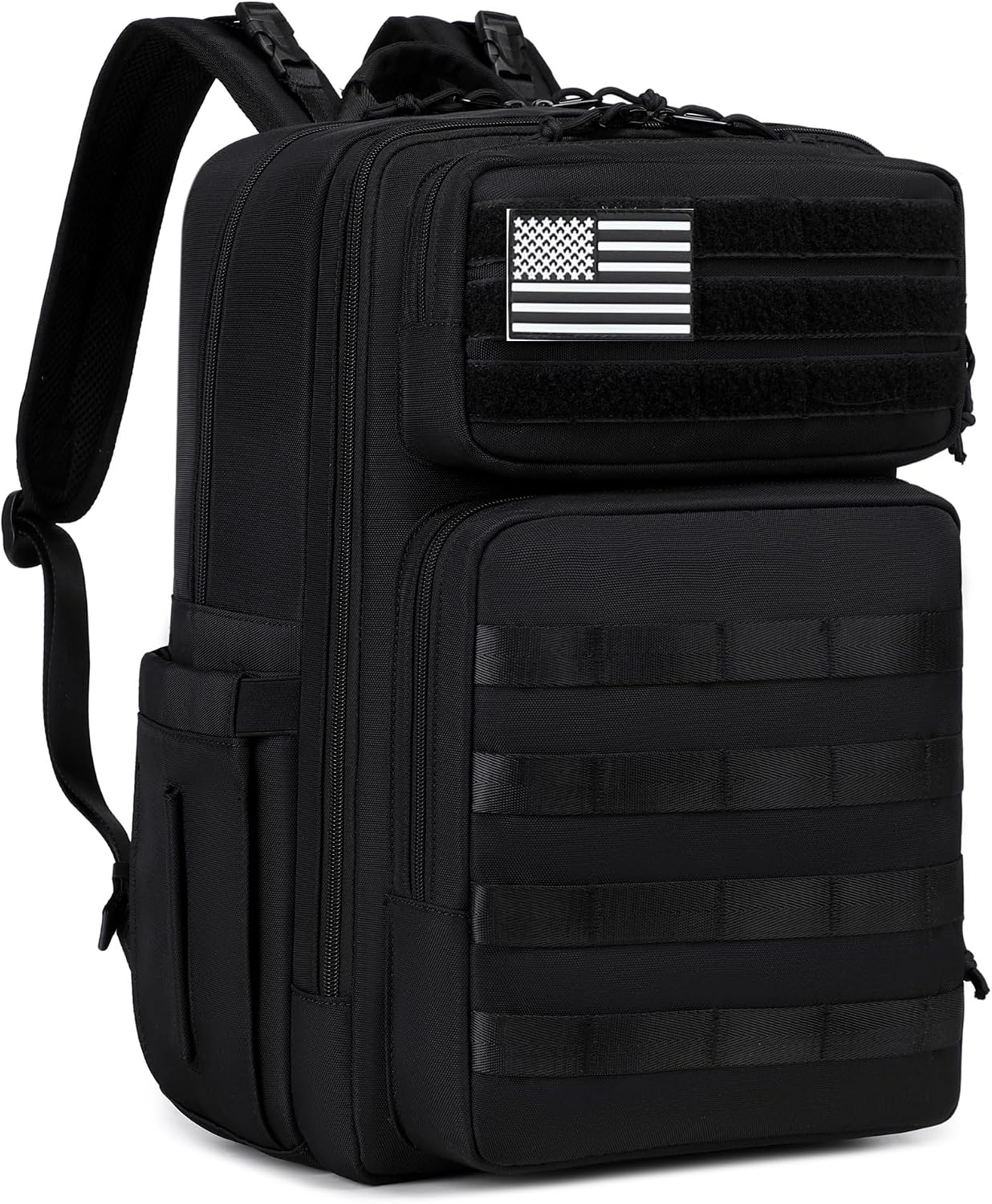 Large Dad Diaper Bag Backpack, Tactical Style, Black | Stroller Clips, Luggage Sleeve for Travel, Insulated Pockets