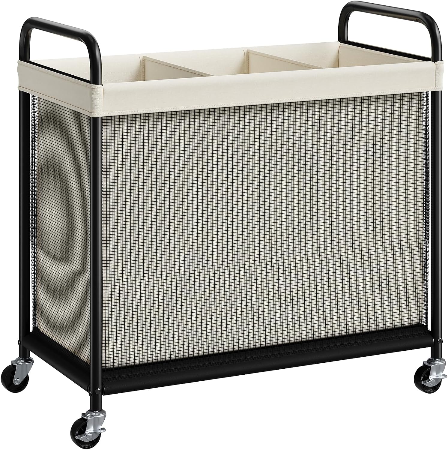 ELYKEN Laundry Hamper 3 Section, 120L Rolling Laundry Sorter with Wheels | Removable Washable Liner Bags, Sturdy Steel Frame and Metal Handle, 3 Compartment Clothes Organizer for Laundry Sorting