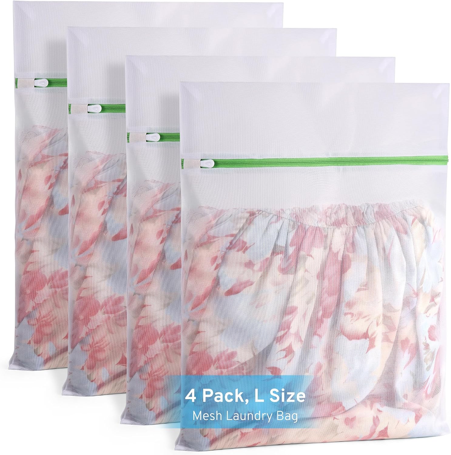 4 Pcs Mesh Laundry Bags Set for Delicates with AUTO-Lock Zipper, Lingerie Bags for Washing Delicates, Laundry Bags Mesh Wash Bags, Delicates Laundry Bag for Jeans,Blouse,Stocking,Bra(Large,20″ x 16″)