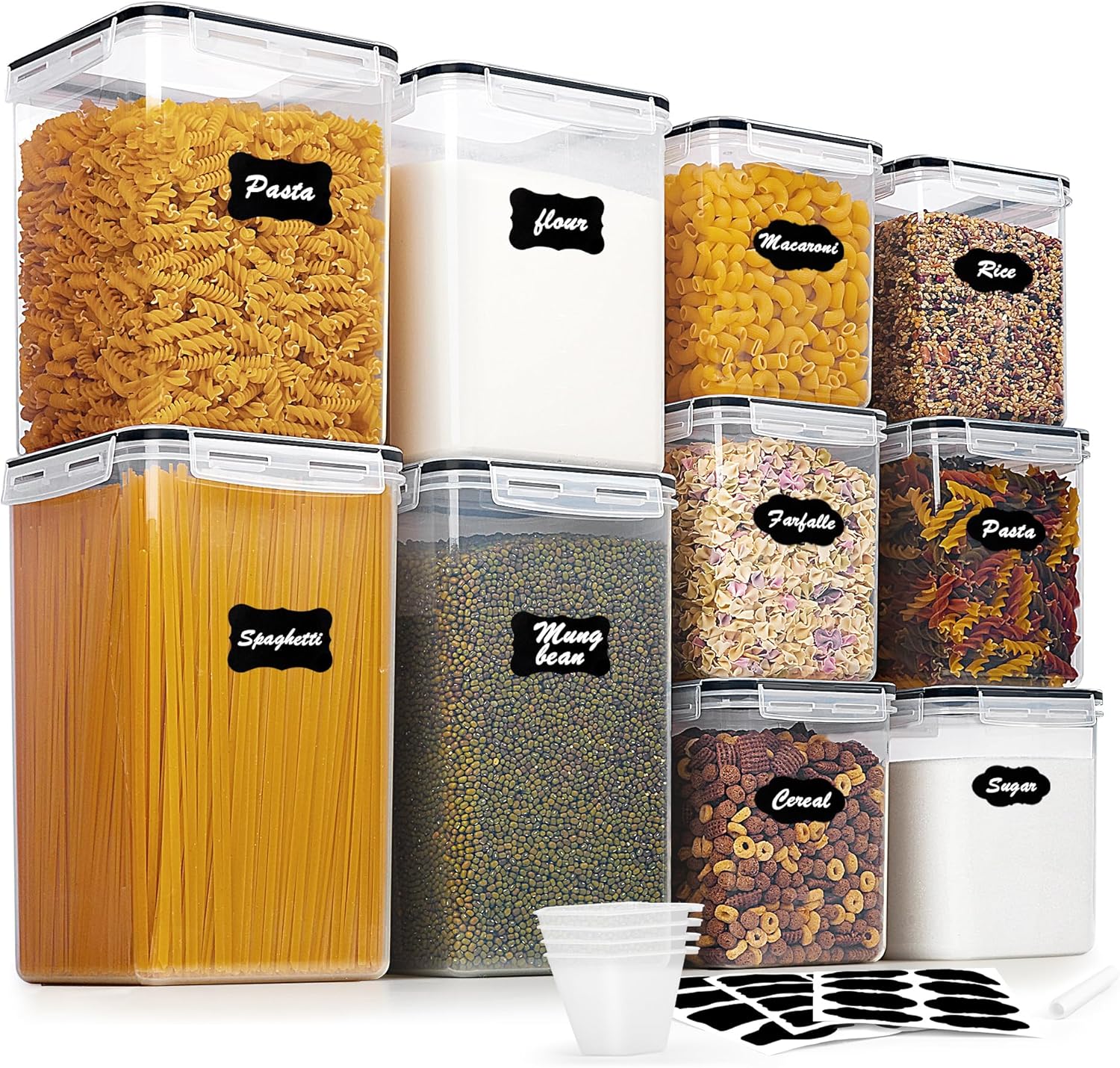 Vtopmart 10 PCS Flour and Sugar Storage Container, Include 3 Sizes | For Bulk Flour and Sugar Storage, Airtight Seal, Multiple Sizes, BPA Free, Food Grade Material, Dishwasher Safe (Not Lids)