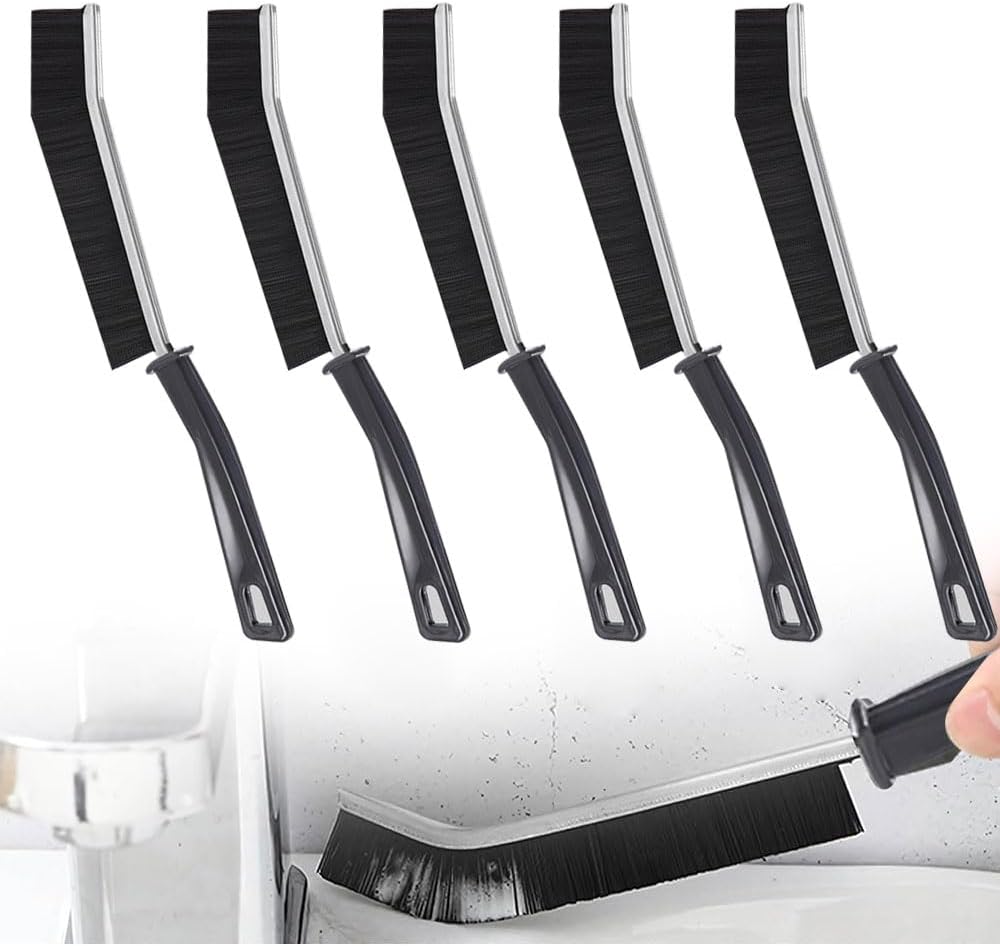5Pcs Multi-Purpose Hard Bristle Crevice Cleaning Brush -Deep Reach Gap Cleaning Tool for Household Use -Versatile, Durable, Thin Brush to Clean Tight Spaces – Black